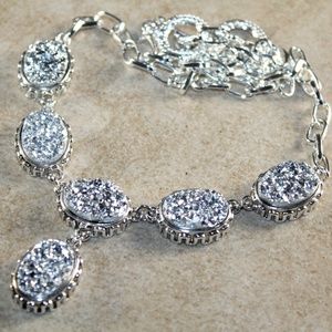 Vintage Style Silver Druzy Necklace
